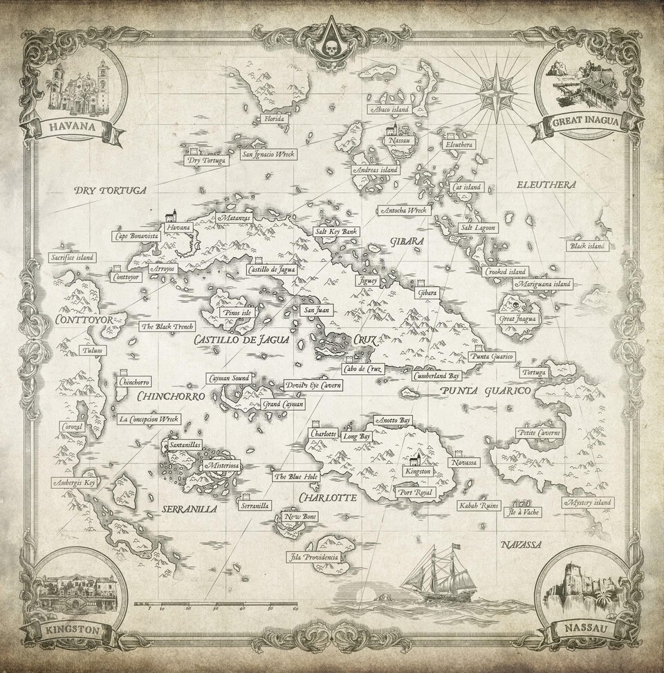 Assassins Creed Black Flag: Resynced - Komplette Open World-Map.