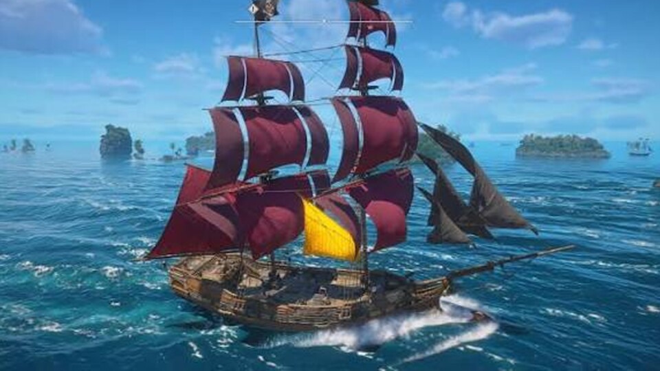 So sieht das kostenlose Crimson Storm-Segel für die Jackdaw aus.