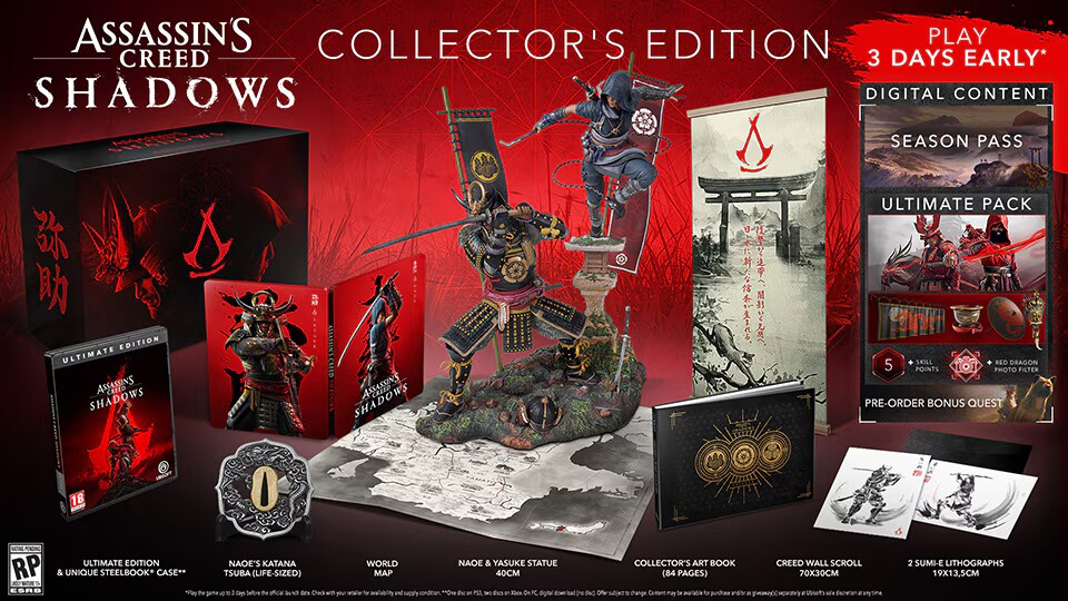 Die Assassins Creed Shadows Collectors Edition bietet eine Menge physischer Boni.