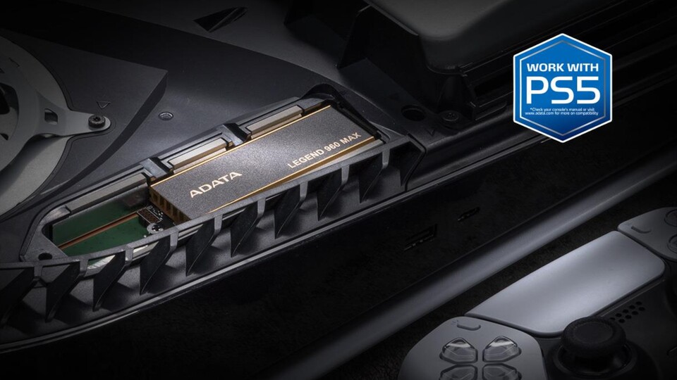 Die Adata Legend 960 Max ist perfekt für PS5 geeignet, auch mit Heatsink passt die SSD problemlos in die Konsole.
