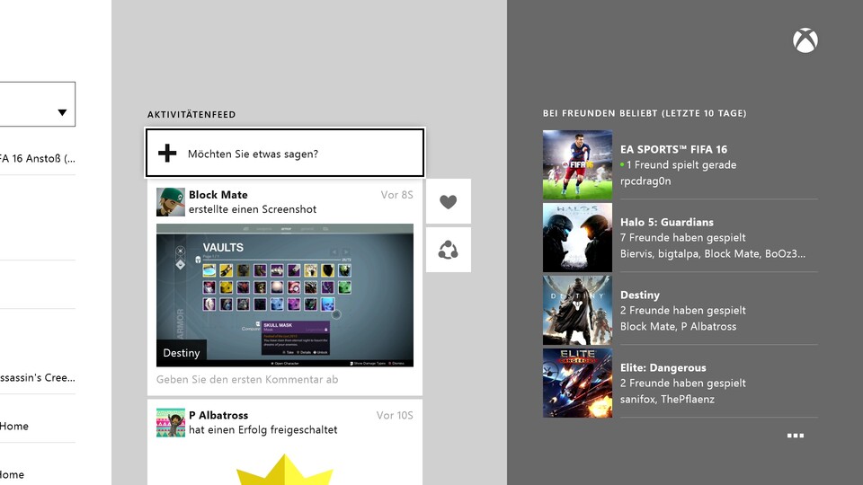 Die Freundeslisten haben seit dem Launch der Xbox One eine massive Entwicklung durchgemacht. So zeigt beispielsweise ein Aktivitäten-Feed, was eure Freunde gerade so treiben.