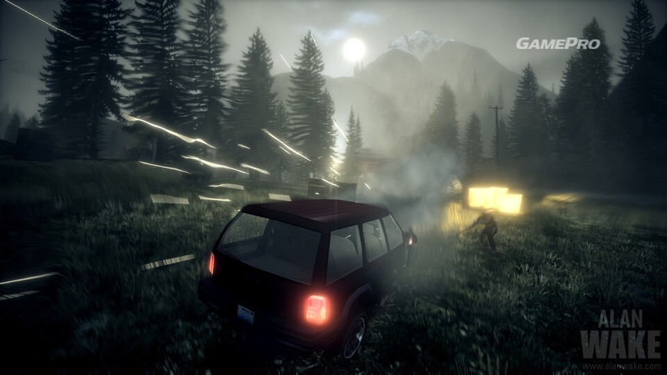 Alan Wake: The headlights also prove useful as a weapon against the &quot;darkness&quot;