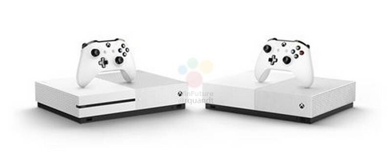 Eines der Bilder aus dem Leak: Die Xbox One S All Digital Edition (rechts) neben einer normalen Xbox One S.