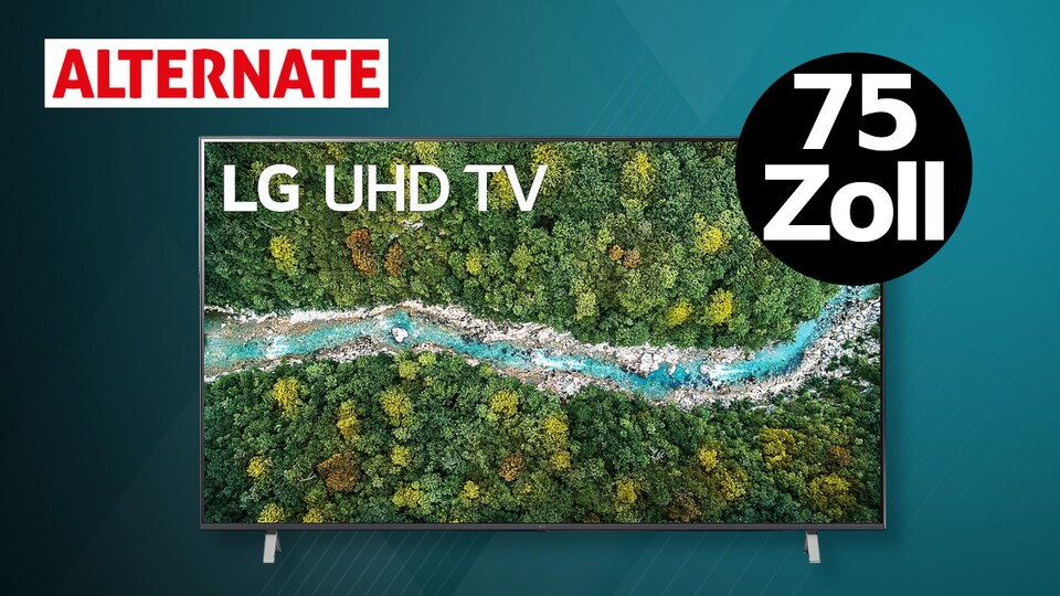 Den 75 Zoll großen 4K-Fernseher LG 75UP77009 gibt es bei Alternate gerade günstig im Angebot.