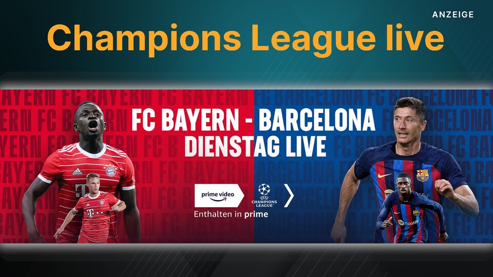 Das Topspiel der Champions League zwischen Bayern und Barcelona könnt ihr nur bei Amazon Prime live sehen.