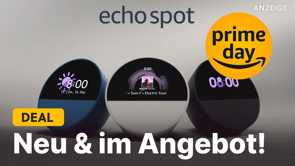 Mit dem Amazon Echo Spot 2024 gibts einen brandneuen Echo-Lautsprecher schon jetzt im Prime Day-Angebot.