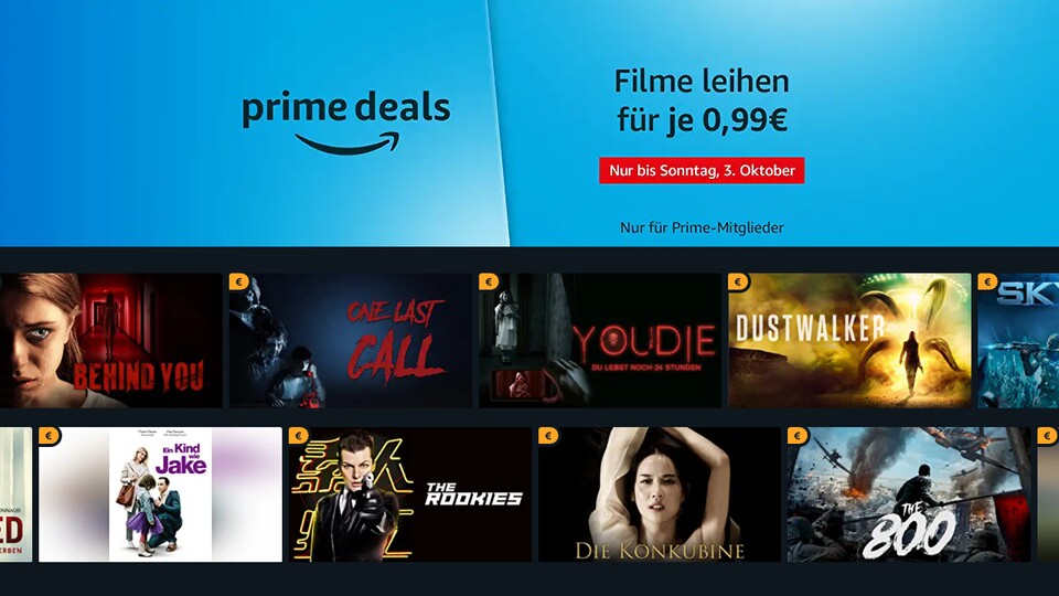 Bei Amazon könnt ihr euch an diesem Wochenende wieder Filme für 0,99 Euro leihen, sofern ihr ein Prime-Abo habt.