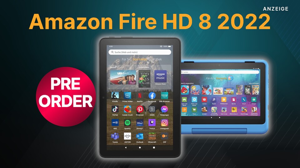 Das neue Amazon Fire HD 8 Tablet könnt ihr jetzt vorbestellen. Es gibt vier verschiedene Varianten.