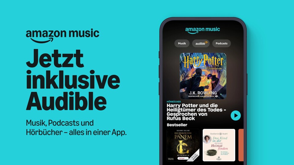 Seit Kurzem könnt ihr mit Amazon Music Unlimited auch auf die Hörbücher von Audible zugreifen.