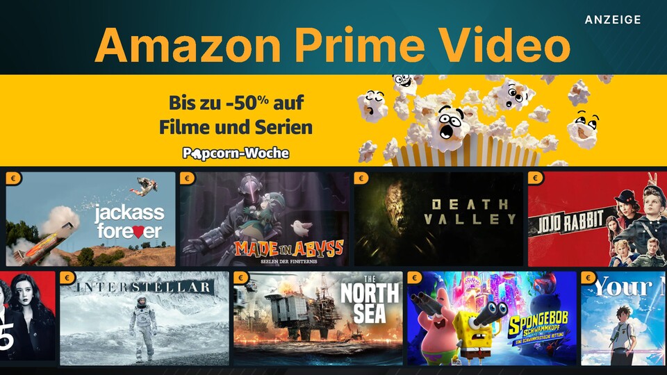 In der Popcorn-Woche von Amazon Prime Video gibt es eine riesige Auswahl an Filmen und auch einige Serien günstiger.
