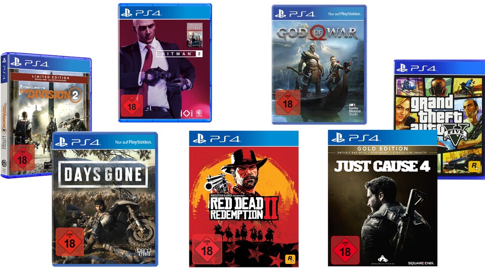Bei Amazon gibt es zurzeit einige zum Teil noch recht aktuelle PS4-Spiele zu günstigen Preisen. Die meisten sind erst ab 18 freigegeben.