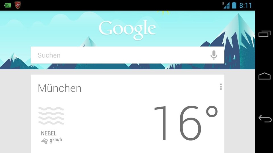 Aktuell zeigt der Assistent Google Now lediglich die Wettervorhersage zuverlässig an.