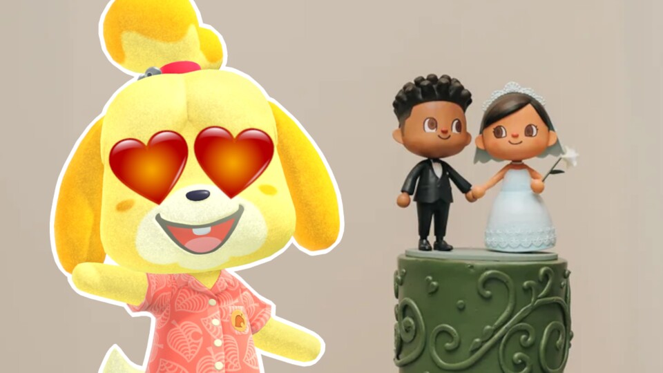 Anstelle von klassischen Tortenfiguren befinden sich auf dieser Hochzeitstorte zwei Animal-Crossing-Charaktere. (Bild: © Reddit hazy-morning)