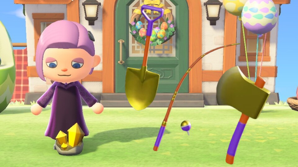 In Animal Crossing: New Horizons könnt ihr eure Werkzeuge auch zu Goldwerkzeugen machen.