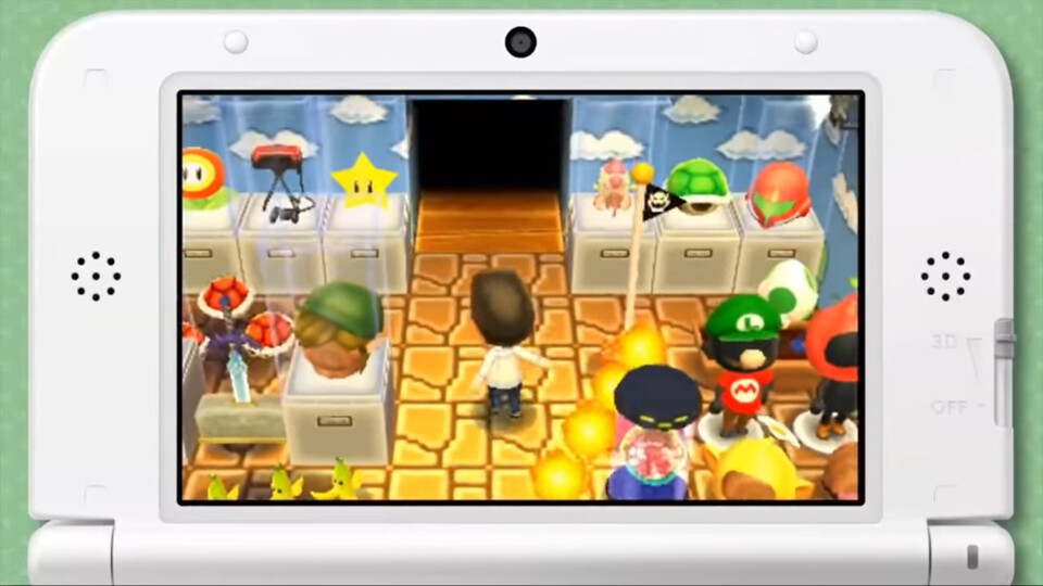 So sah Reggies Nintendo-Zimmer in New Leaf aus.