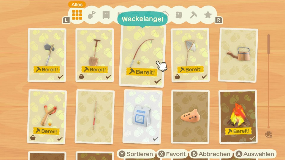 Animal Crossing New Horizons gibt euch recht früh eine Wackelangel. Die könnt ihr kaufen oder craften.