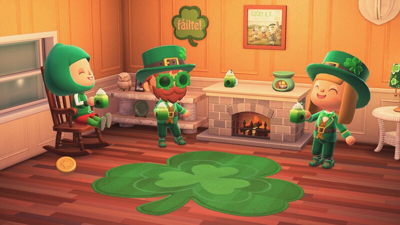 Animal Crossing feiert den St. Patrick's Day mit dem Kleeblatttag.