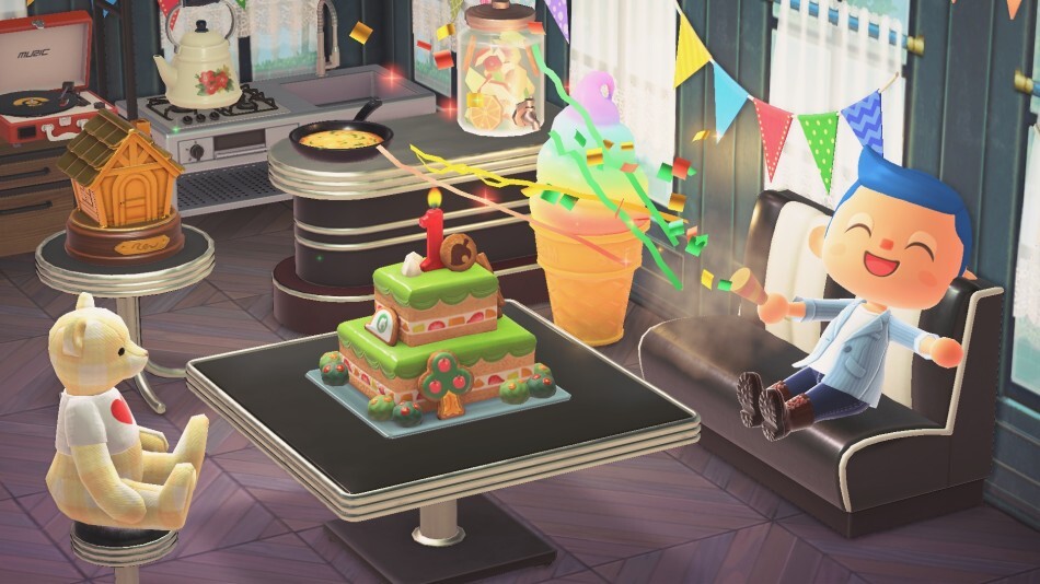 Animal Crossing schenkt euch eine Torte zum Geburtstag von New Horizons.