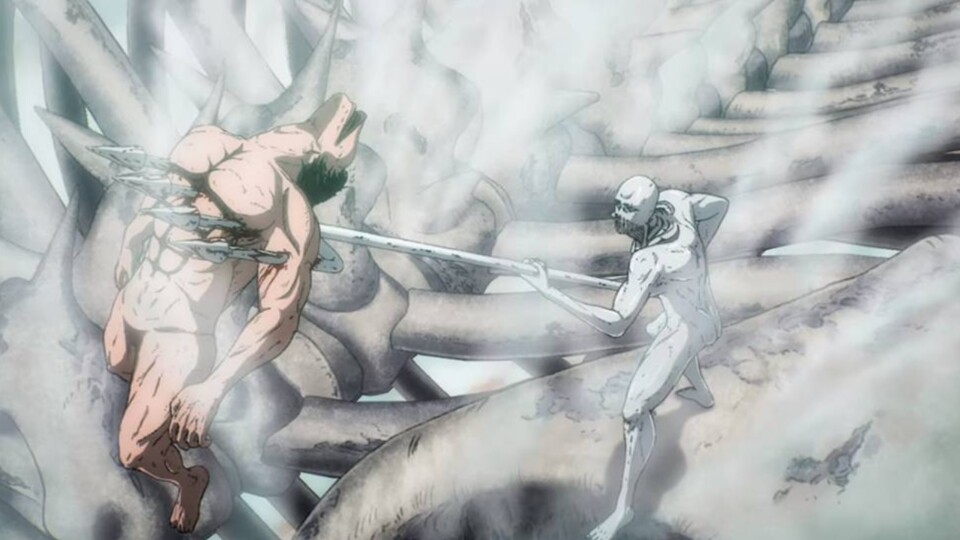 Der Kriegshammer-Titan stellt einfach seine eigenen Waffen im Kampf her. (© Hajime Isayama, Kodansha MAPPA)