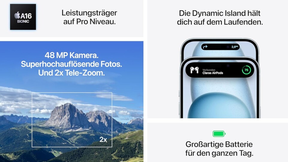 Das iPhone 15 ist dem iPhone 14 unter anderem bei der Kamera und dem Prozessor deutlich überlegen.