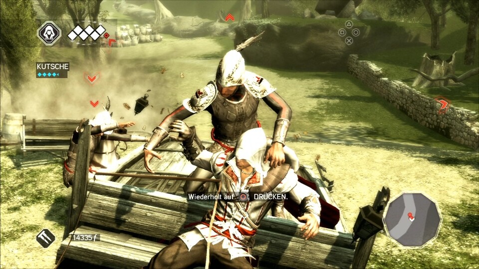 Assassin's Creed 2: Während sich Ezio als Leonardos Chauffeur verdingt, gilt es die Bösewichte abzuschütteln.