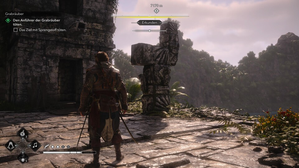 Kletert auf die Stele, um das Minispiel zu starten.