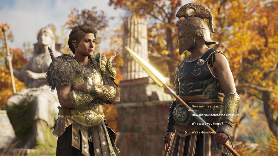 Assassin's Creed: Odyssey führt Dialog-Optionen ein, mit denen wir Entscheidungen treffen und Beziehungen zu Charakteren aufbauen.