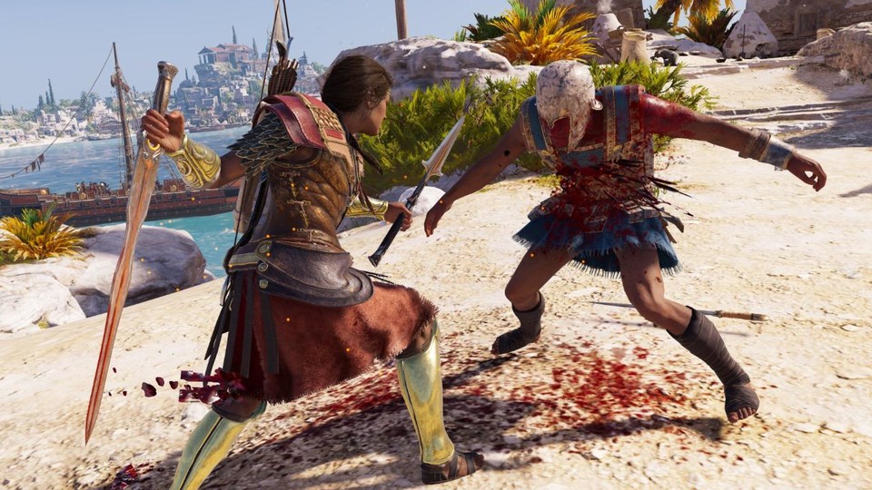 In Assassin's Creed Odyssey kann ich kämpfen, wie ich möchte - gern auch laut und brutal.