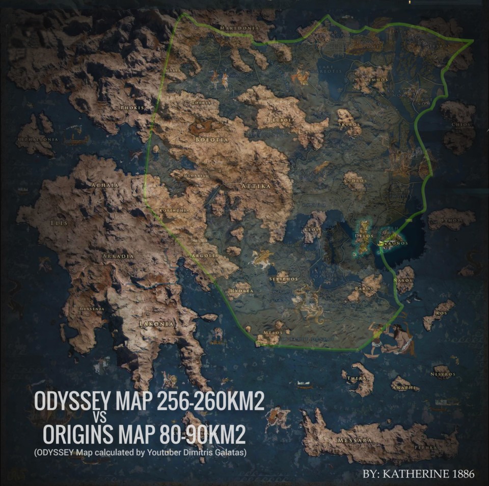 Katherine1886 hat die Maps von Odyssey und Origins direkt verglichen. (Bildquelle: Reddit Katherine1886)