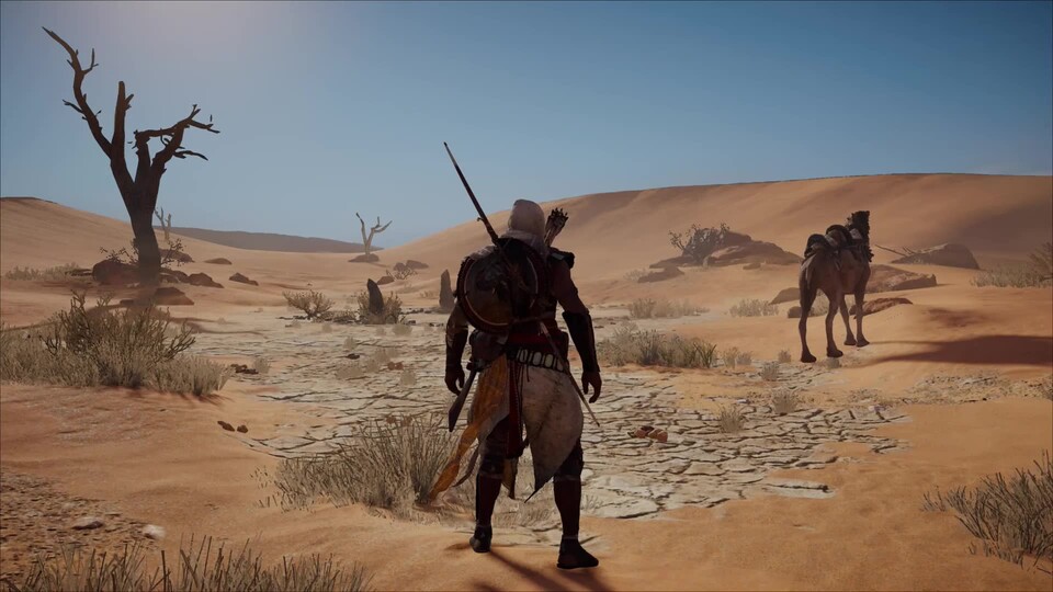 Bayek kann in der Wüste von Halluzinationen geplagt werden, die aber nützlich sein können.