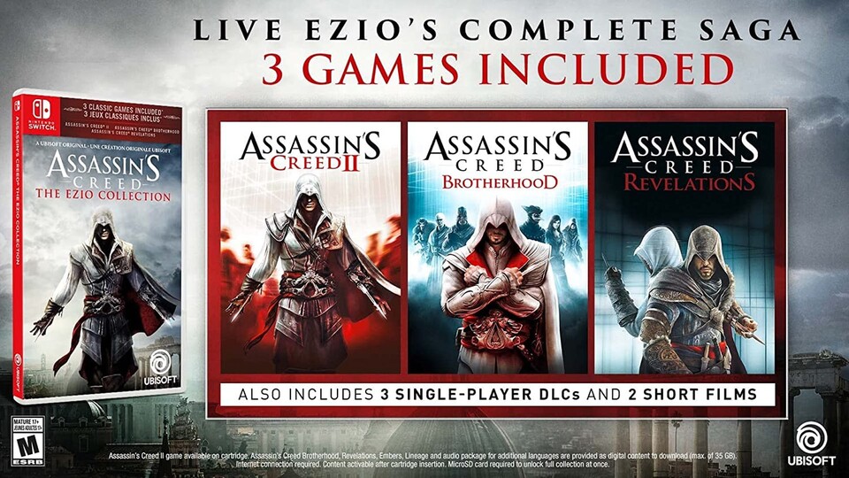 Neben den Spielen erwarten euch auch DLCs und zwei coole Kurzfilme zu Ezio!