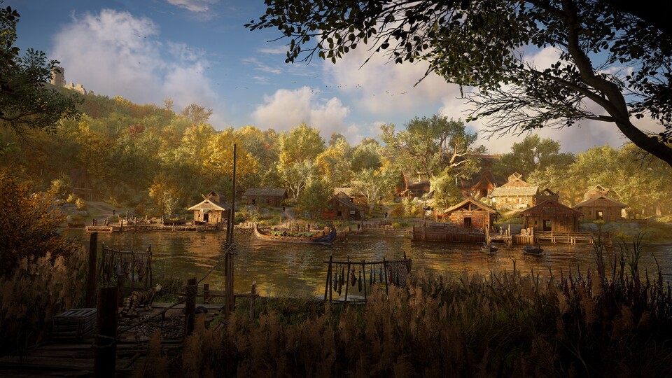 In Assassin's Creed Valhalla baut ihr nach und nach ein Wikinger-Dorf auf.