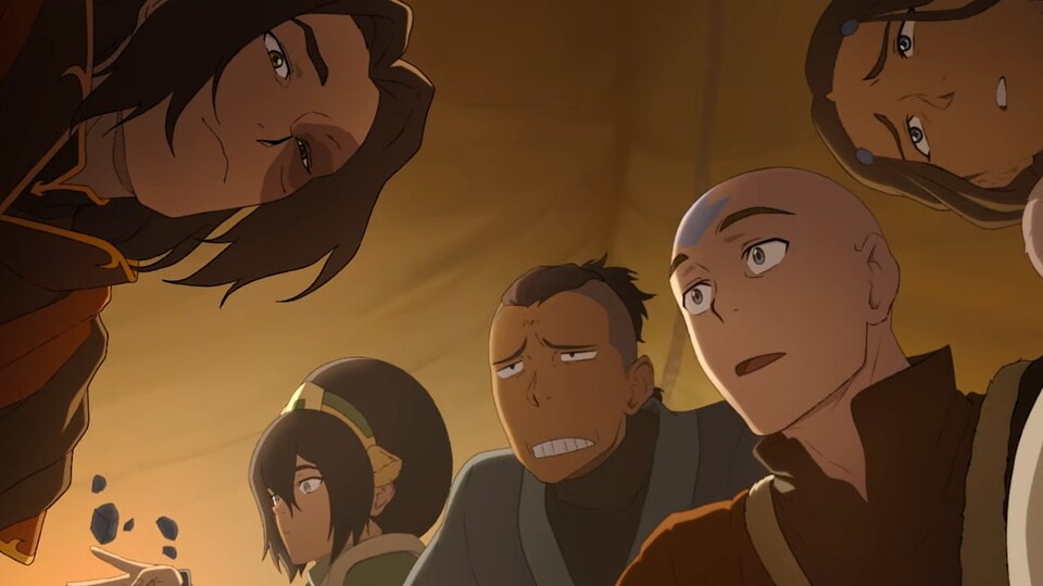 Diese Szene gibt die typische Dynamik von Team Avatar gut wieder. Und solch einen Gesichtsausdruck wie der von Sokka, kann die Realverfilmung eben nicht so gut in Szene setzen. (Bild: Avatar Studios Paramount)