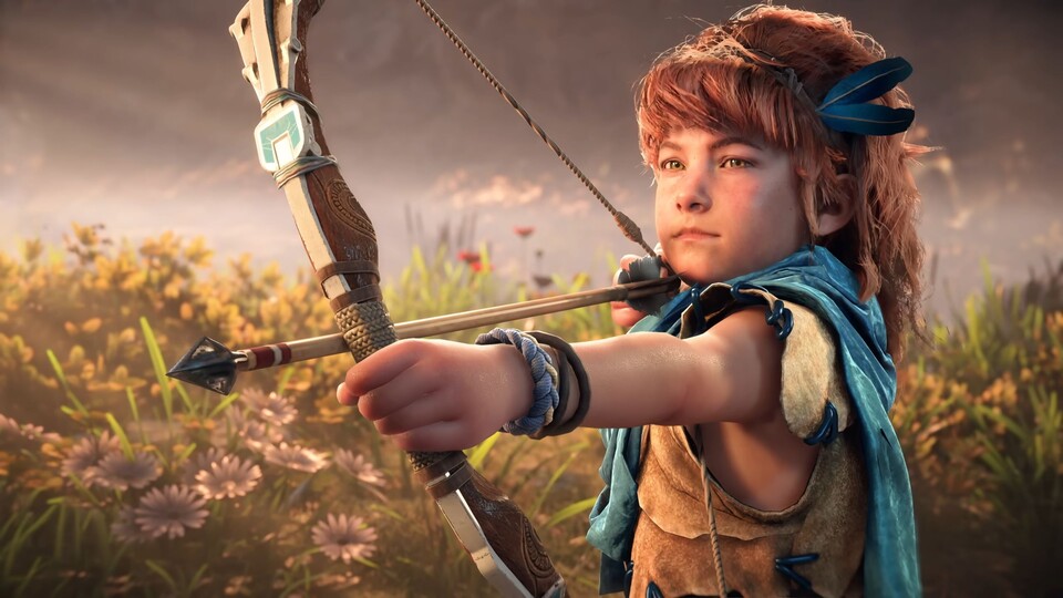 Aloy als Kind wurde im Zero Dawn-Remaster stärker an ihren Forbidden West-Look angepasst und um zahlreiche Details an der Kleidung erweitert.