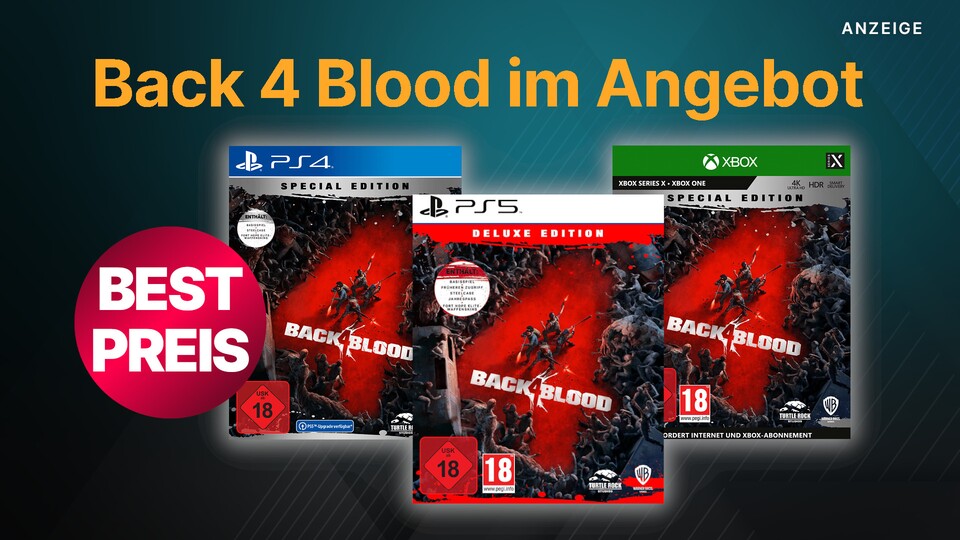Back 4 Blood könnt ihr gerade bei MediaMarkt sowohl in der Special Edition als auch in der Deluxe Edition sehr günstig bekommen, und zwar für PS4, PS5 und Xbox.