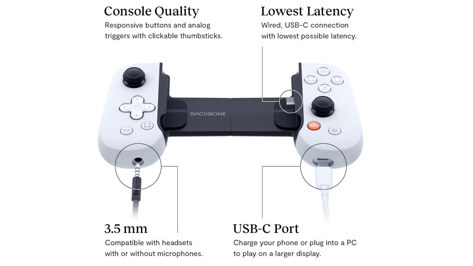 Durch den USB-C-Port kann das Handy geladen werden, während ihr den Backbone One Controller verwendet.