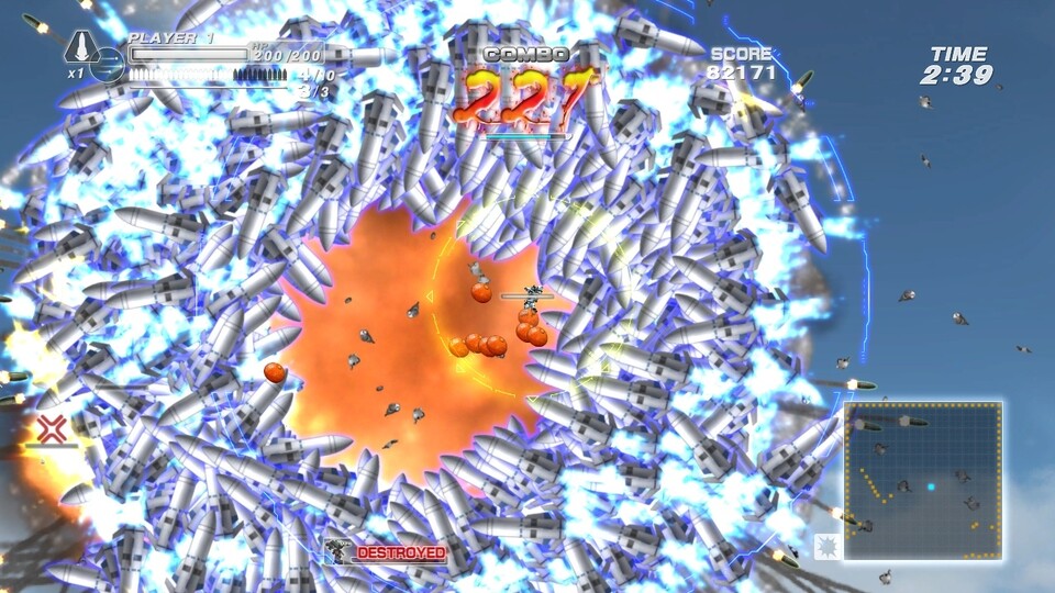Raketen! So sieht eine Standard-Konterattacke in Bangai-O HD aus.