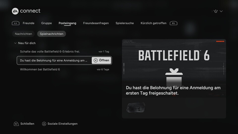 Für die Belohnungen solltet ihr unbedingt in euren Posteingang schauen.