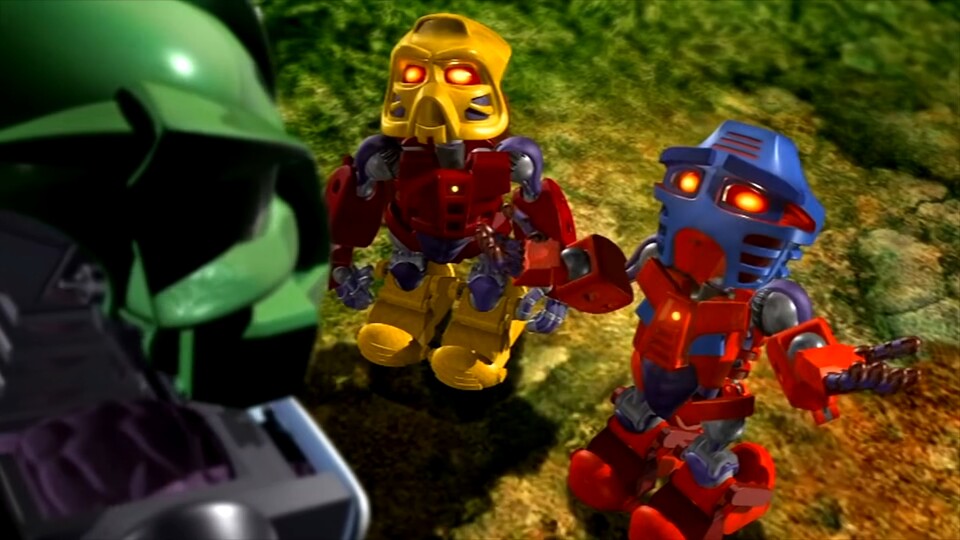Die beiden Helden Jaller und Takua reisen durch die verschiedenen Biome von Mata Nui und treffen dabei auch die jeweiligen Toa Nuva (Bild © Buena Vista Home Entertainment).