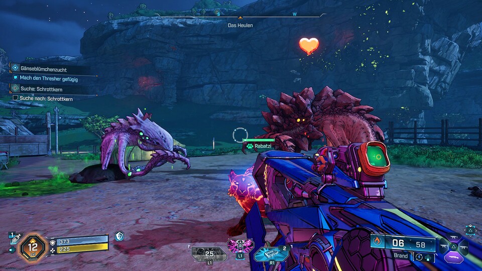 Ebenfalls eine Borderlands-typische Mission: Hier dürfen wir einen Trasher zähmen und ihr dann einen Partner für ein Techtelmechtel finden.