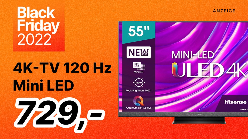 Im Amazon Black Friday gibt es jetzt einen 55 Zoll großen Mini-LED-TV mit 120 Hz zum bisherigen Bestpreis.
