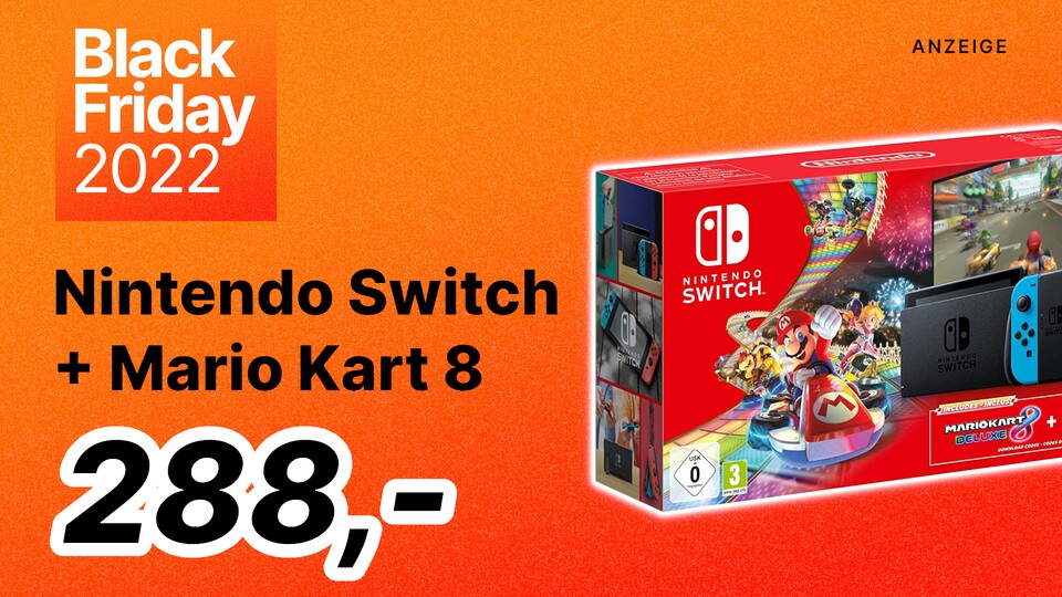 In den Black Friday Sales bei Amazon, Saturn und MediaMarkt gibt es die Nintendo Switch jetzt mit Mario Kart 8 Deluxe im Angebot.