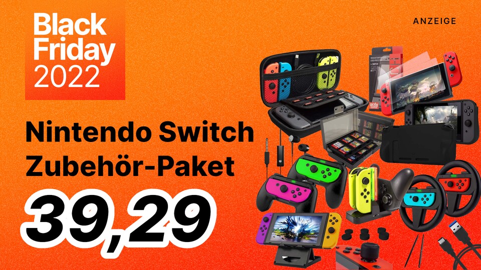 Im Amazon Black Friday Sale könnt ihr für wenige Stunden ein günstiges Zubehör-Bundle für Nintendo Switch bekommen.