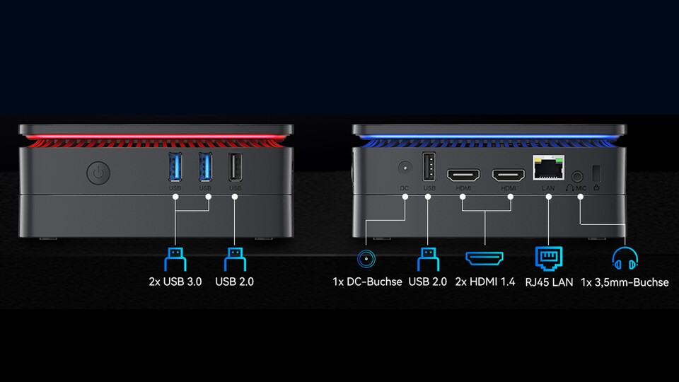 Ganz klein, aber Konnektivität wie die Großen. Dank zweier HDMI Anschlüsse sind selbst mehrere Screens kein Problem.