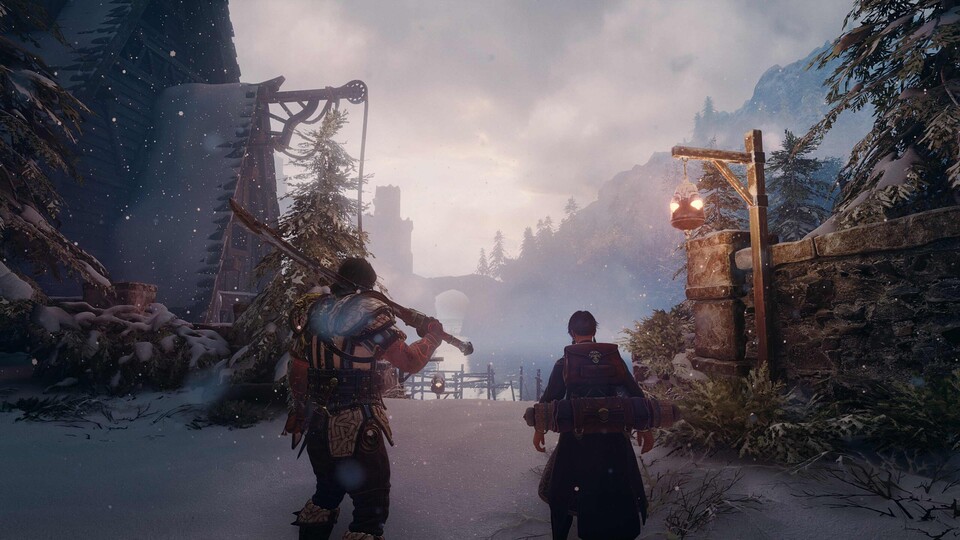 Die Dynamik zwischen dem muskulösen Protagonisten und seinem jüngeren Begleiter erinnert an das God of War aus 2018.