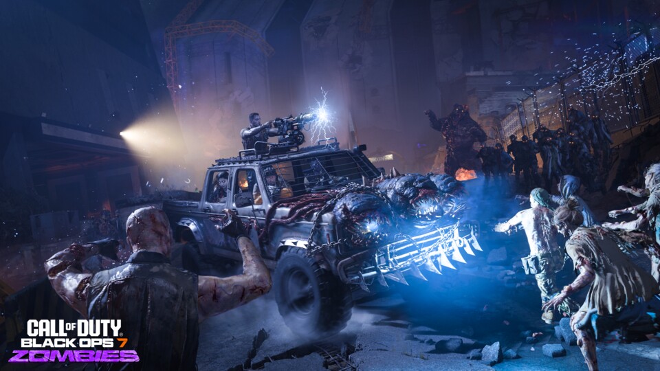 Mit diesem brachialen Fahrzeug walzt ihr die Zombies besonders stilvoll platt.