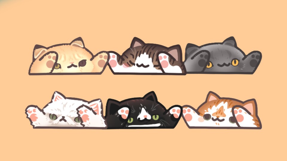 Hier seht ihr die sechs Katzen. Gratis-Skin Luna ist oben rechts.