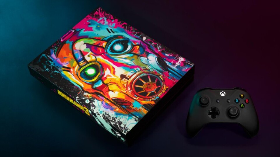 Diese Xbox One X erstrahlt in einem speziellen Borderlands 3-Design.