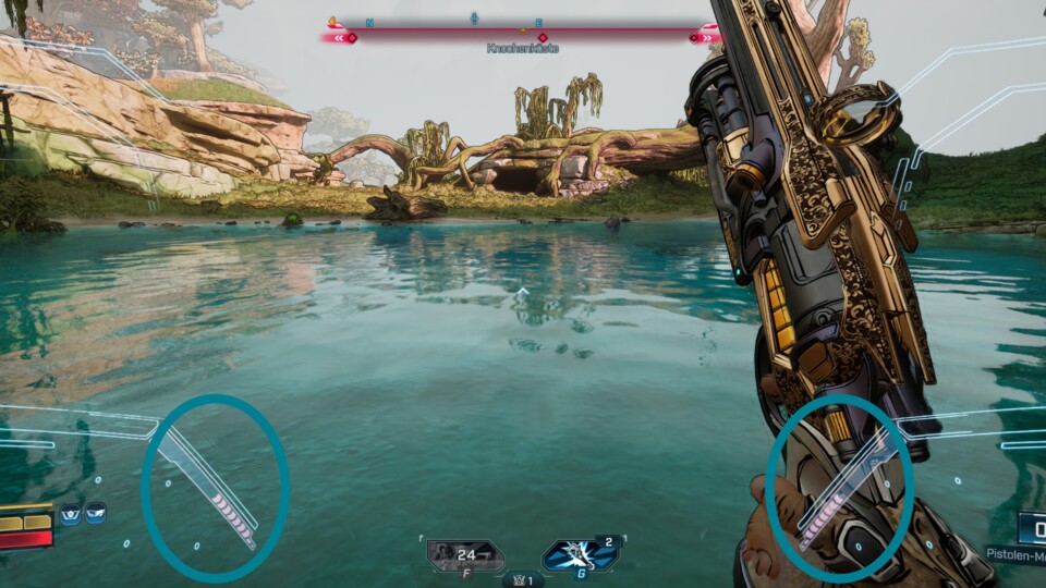 Die beiden Leisten am unteren Bildschirmrand zeigen euch an, wie lange ihr noch im Overdrive seid. Der hält auch an, wenn eurer Skill nicht mehr aktiv ist.