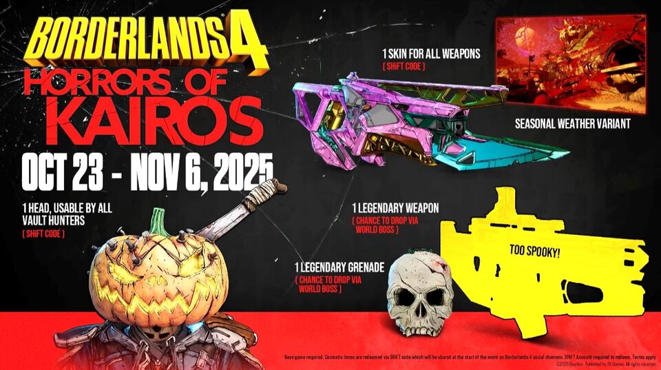 Bis auf die legendäre Waffe könnt ihr euch den Loot bereits anschauen. Das Event startet am 23. Oktober.